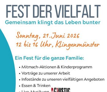 Programm des Festes der Vielfalt, 12 bis 16 Uhr am Standort in Klingenmünster, Vorträge und Highlights für Groß und Klein